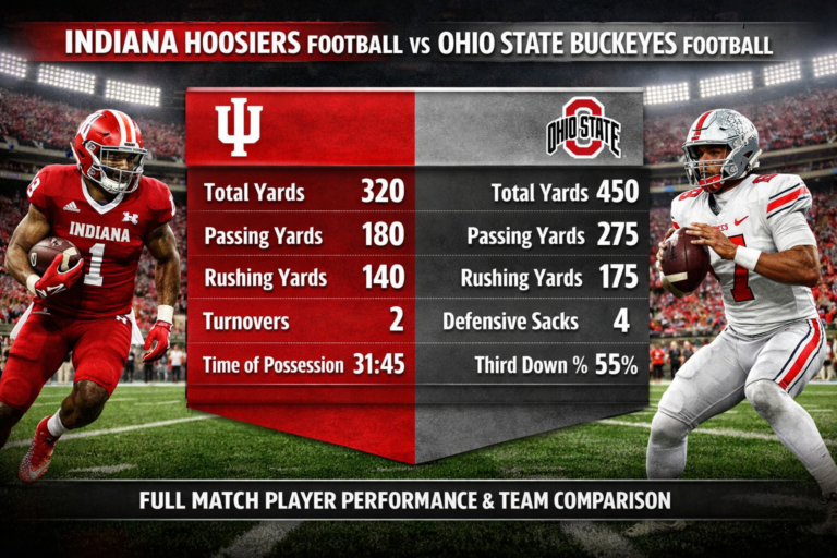 Indiana Hoosiers Football vs Ohio State Buckeyes Football Stats