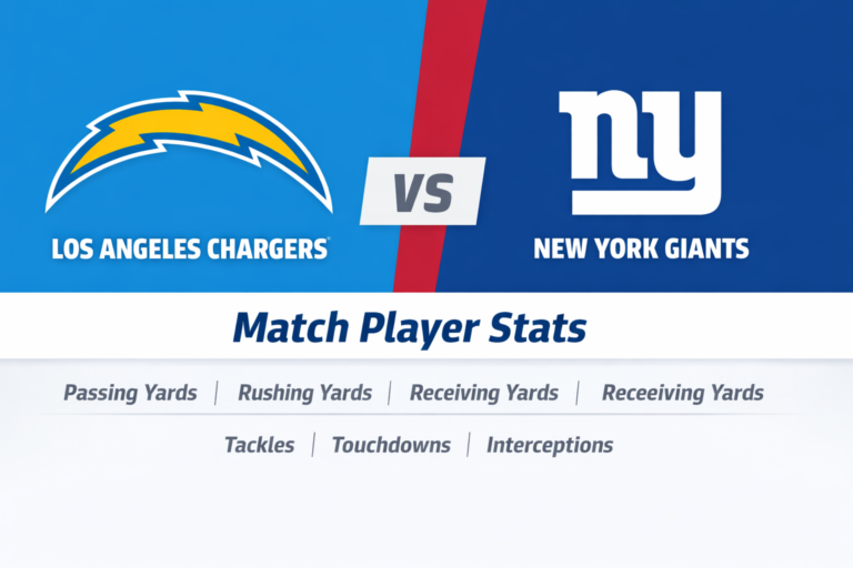 Los Angeles Chargers vs New York Giants Match Player Stats